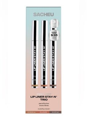 SACHEU Peel-Off Lip Liner Stay-N® Trio - Pink, Red, Mauve
